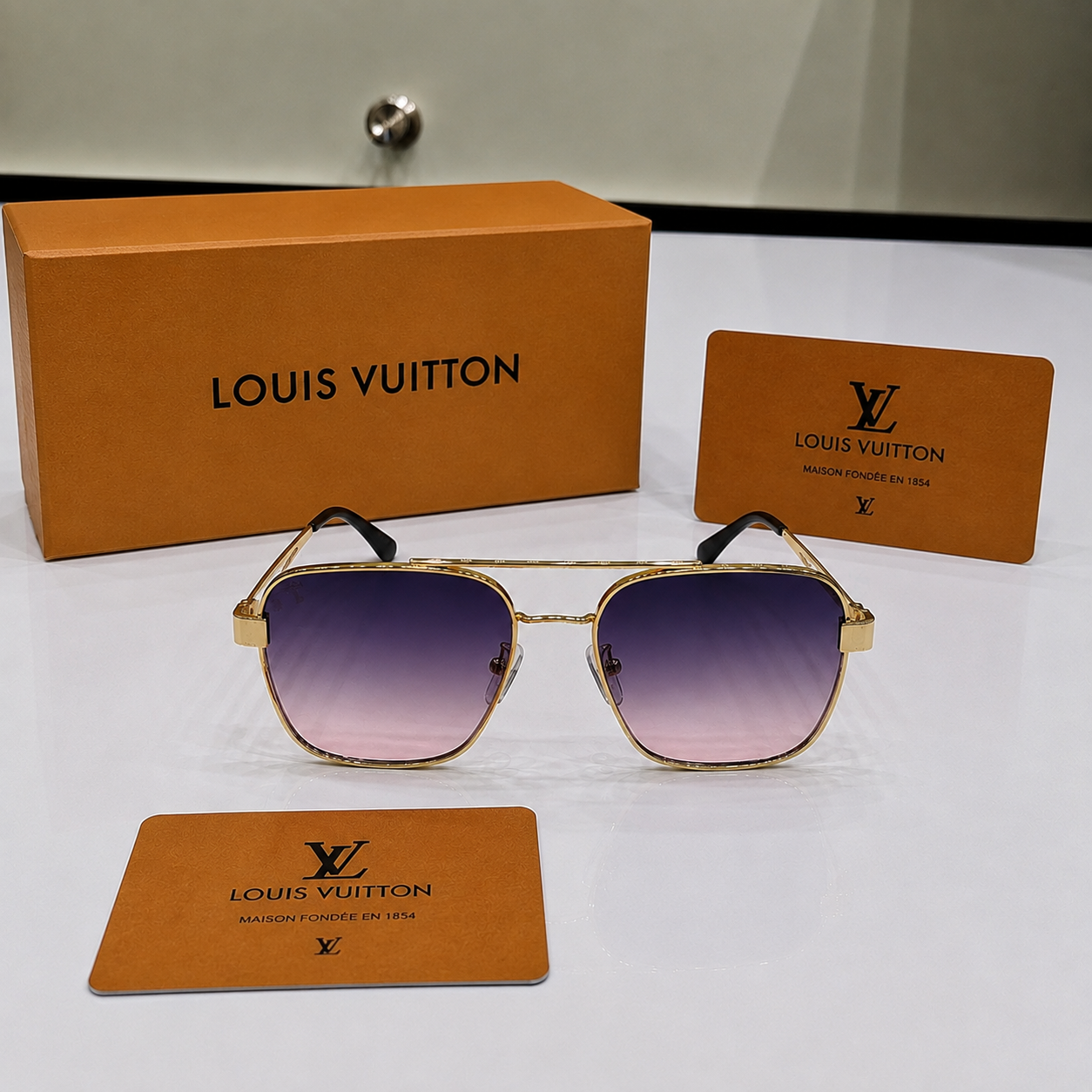 Louis Vuitton Signature Gold Navigator Sunglasses