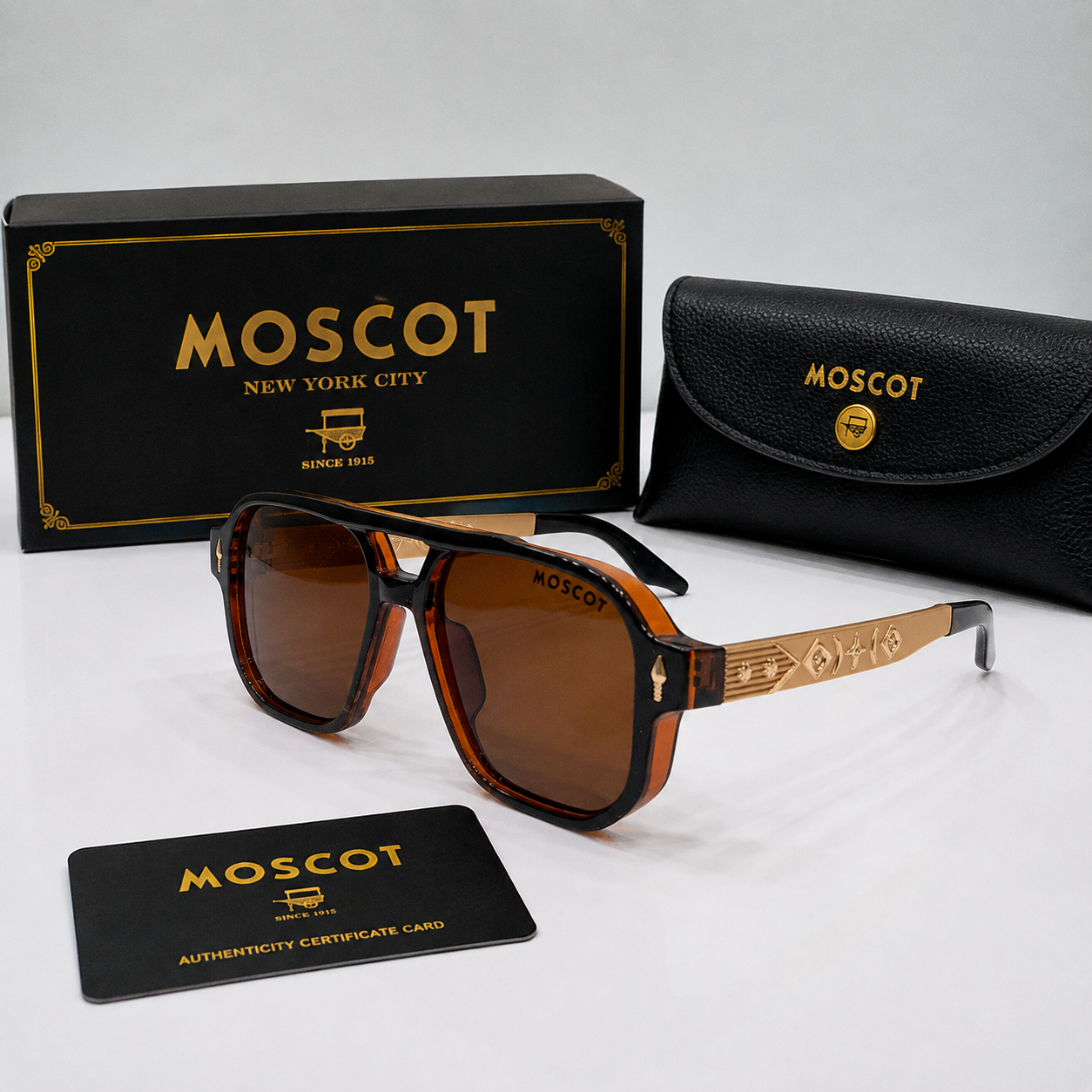 MOSCOT Brown Square Aviator Sunglasses
