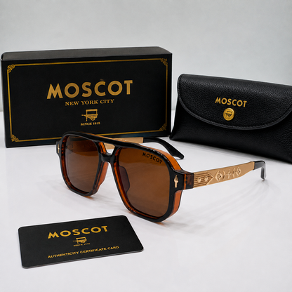 MOSCOT Brown Square Aviator Sunglasses