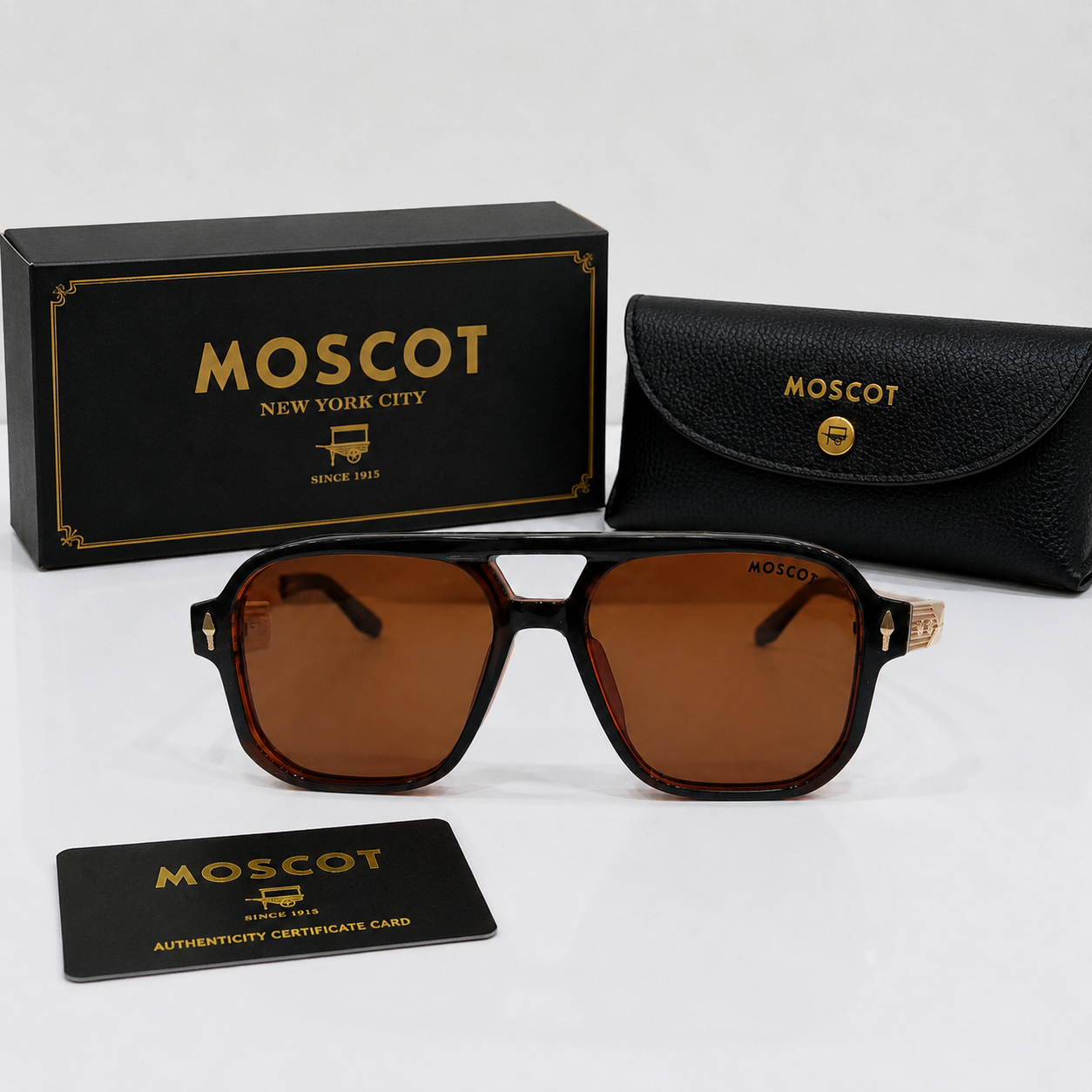MOSCOT Brown Square Aviator Sunglasses