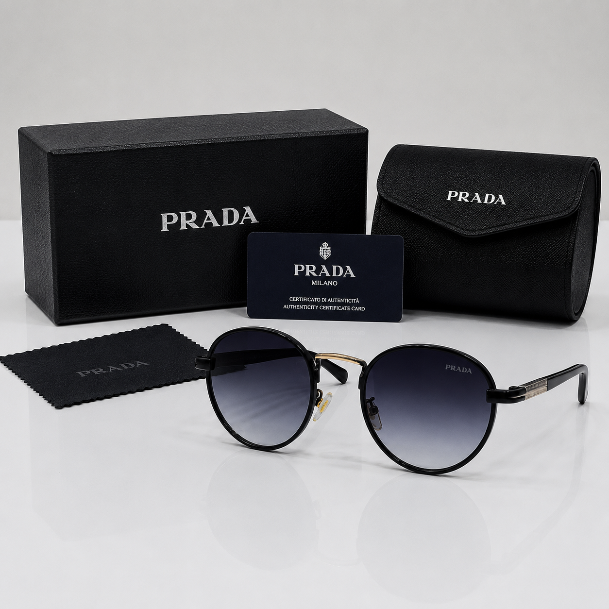 Prada Milano Round Classic Gradient Sunglasses