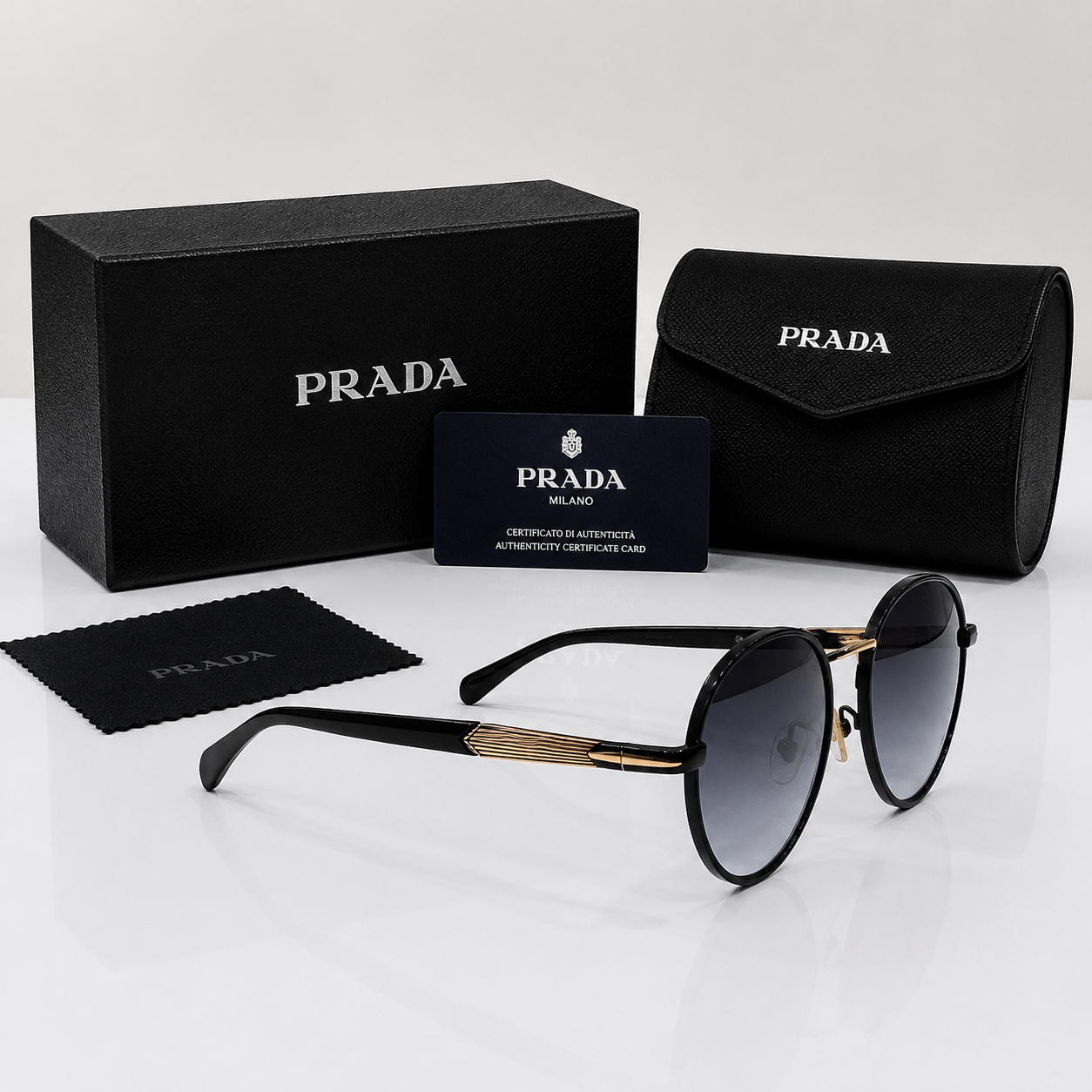 Prada Milano Round Classic Gradient Sunglasses