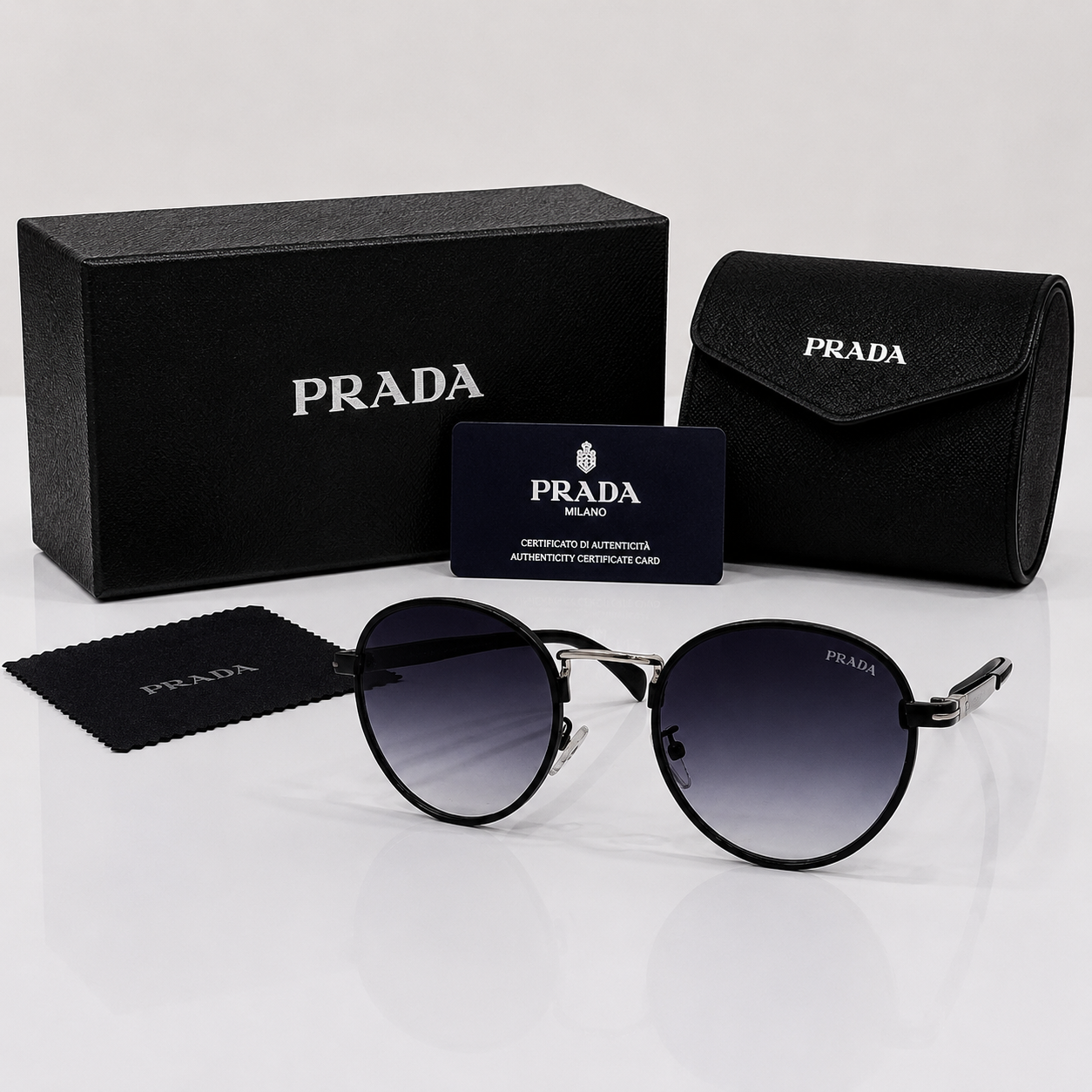 Prada Milano Round Classic Gradient Sunglasses