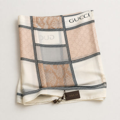 Gucci GG Monogram Chain Print Luxury Stole – Beige