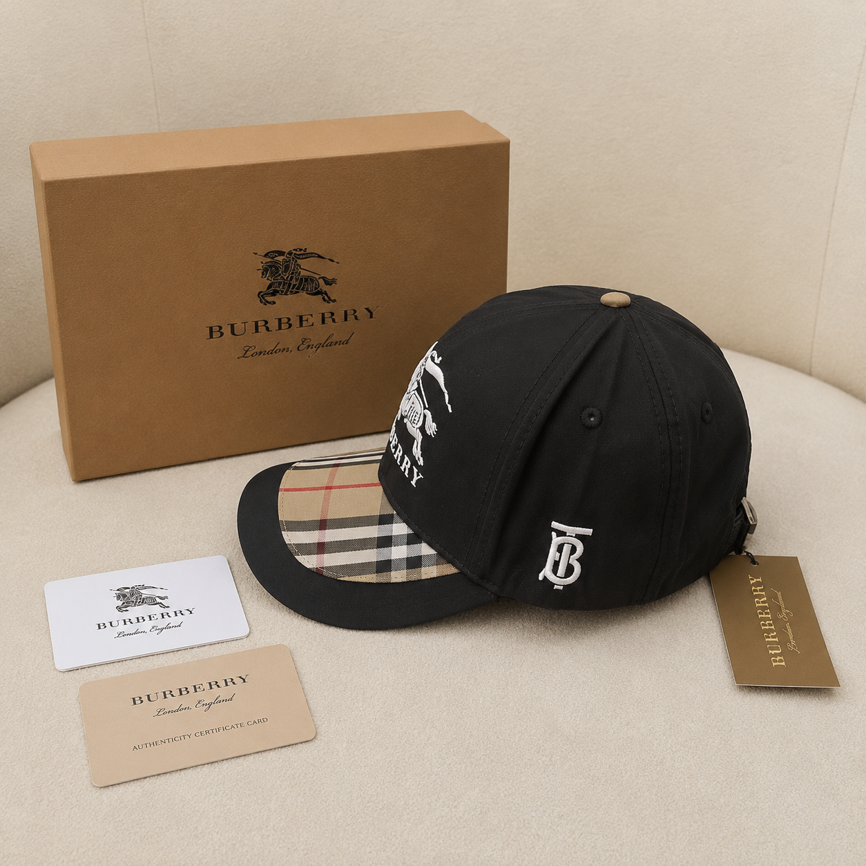 Burberry Vintage Check Logo Baseball Cap