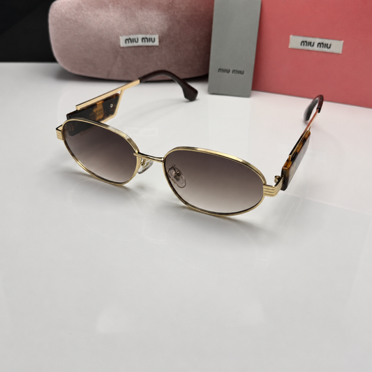 Miu Miu Luxe Oval Metal Sunglasses