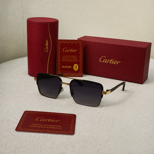 Cartier Santos Square Metal Sunglasses