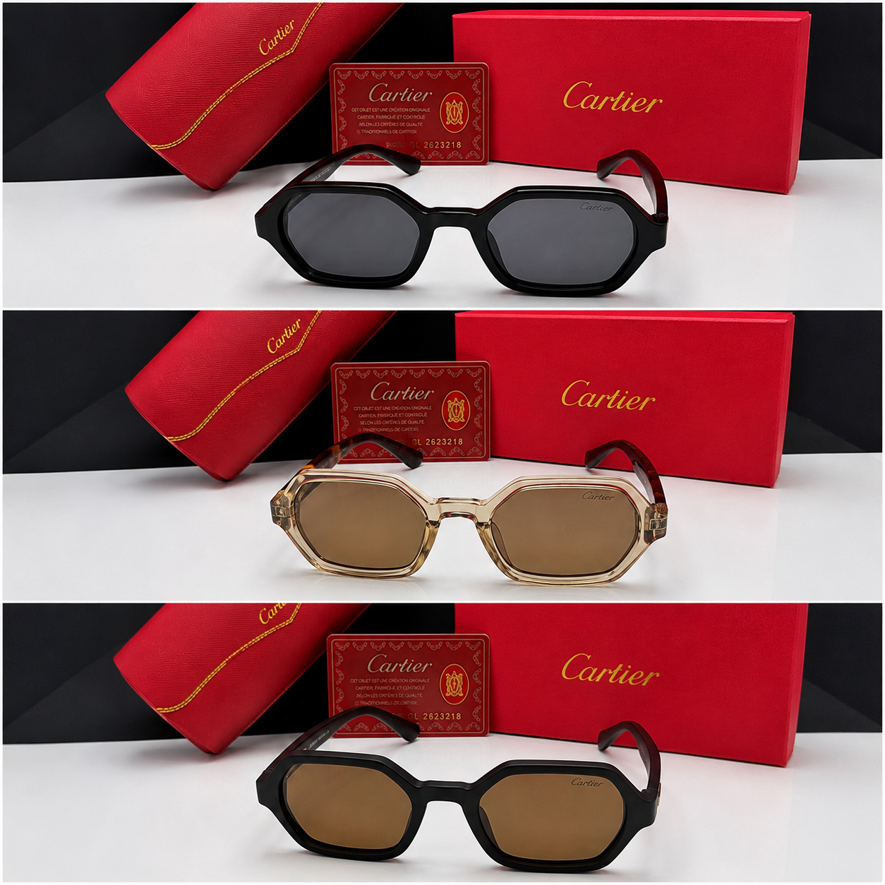Cartier Geometric Acetate Sunglasses