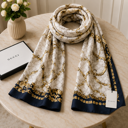 Gucci GG Horsebit Chain Print Silk Stole