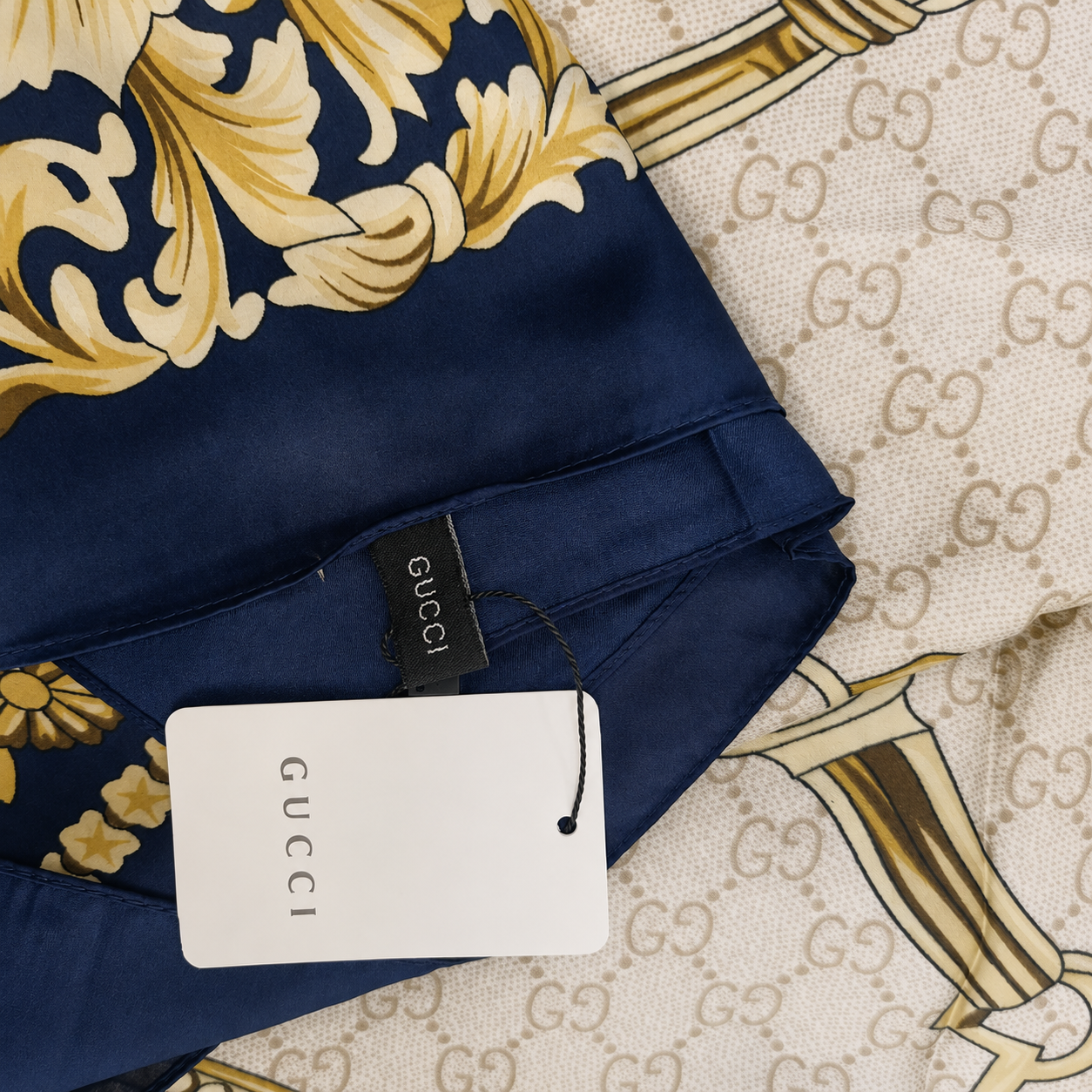 Gucci GG Horsebit Chain Print Silk Scarf