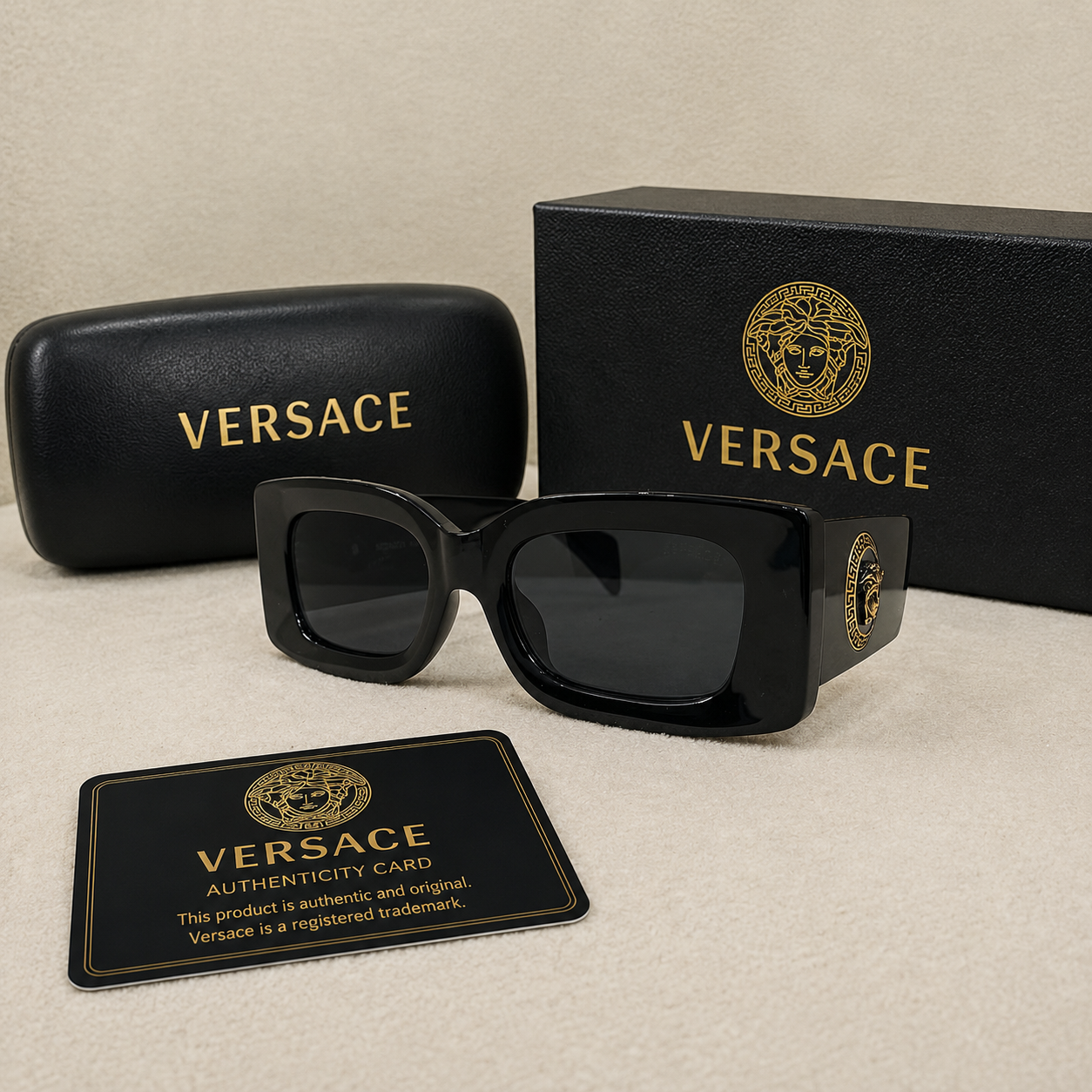 Versace Medusa Oversized Rectangle Sunglasses