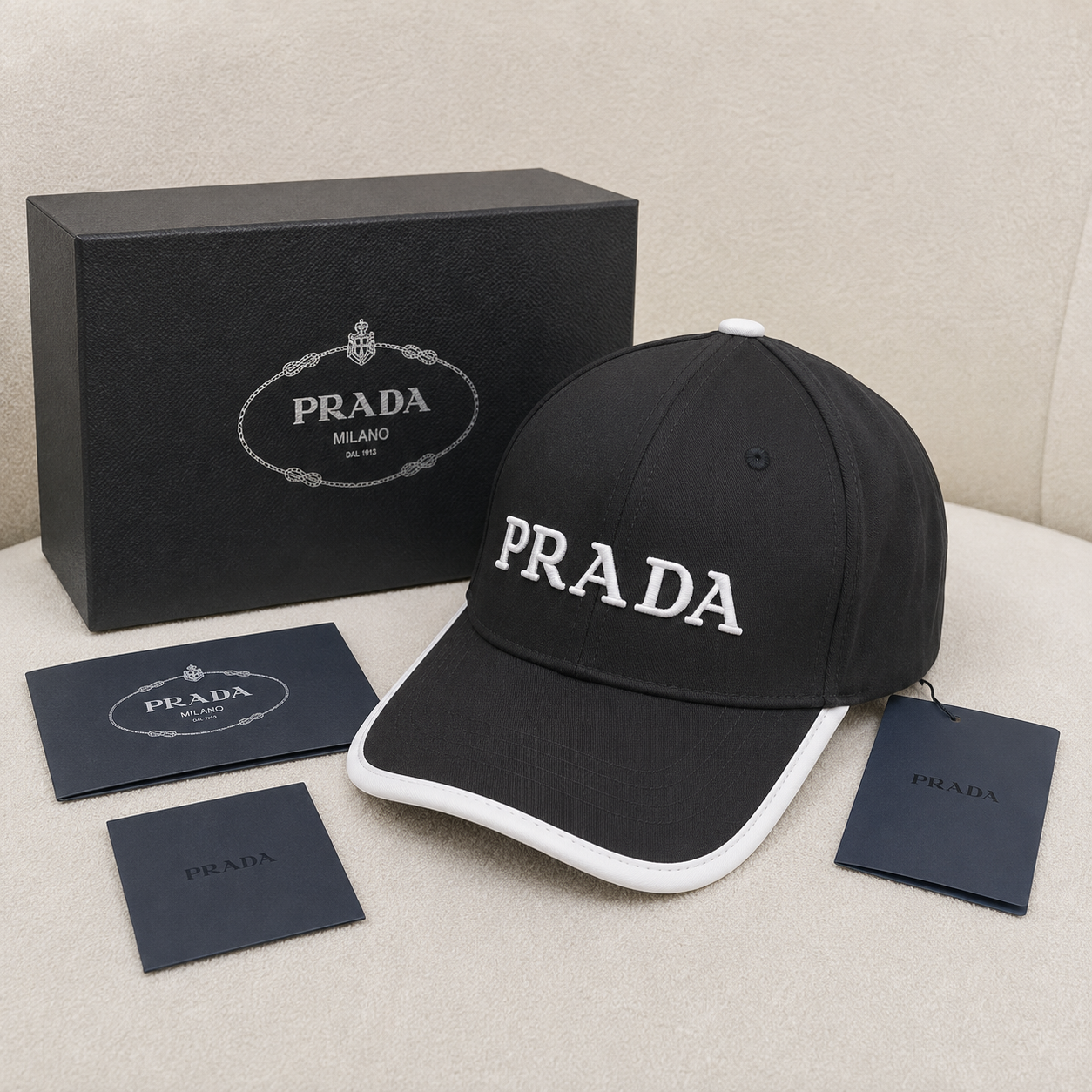 Prada Embroidered Logo Baseball Cap