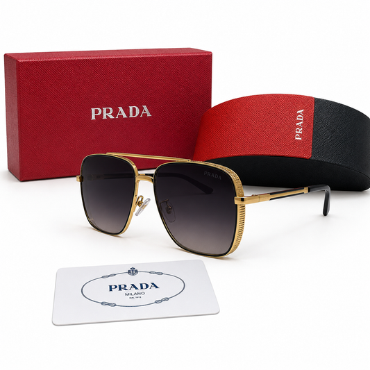 Prada Signature Gold Square Sunglasses