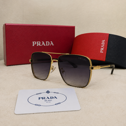 Prada Signature Gold Square Sunglasses