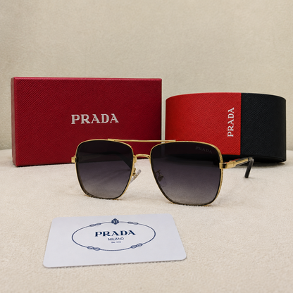 Prada Signature Gold Square Sunglasses