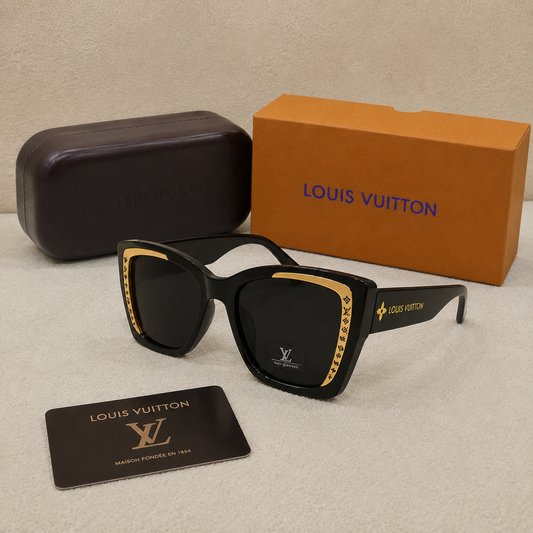 Louis Vuitton Monogram Gold Trim Square Sunglasses