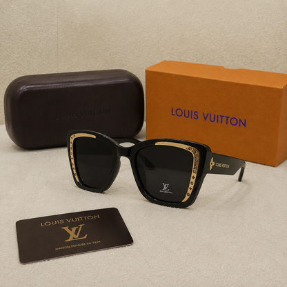 Louis Vuitton Monogram Gold Trim Square Sunglasses