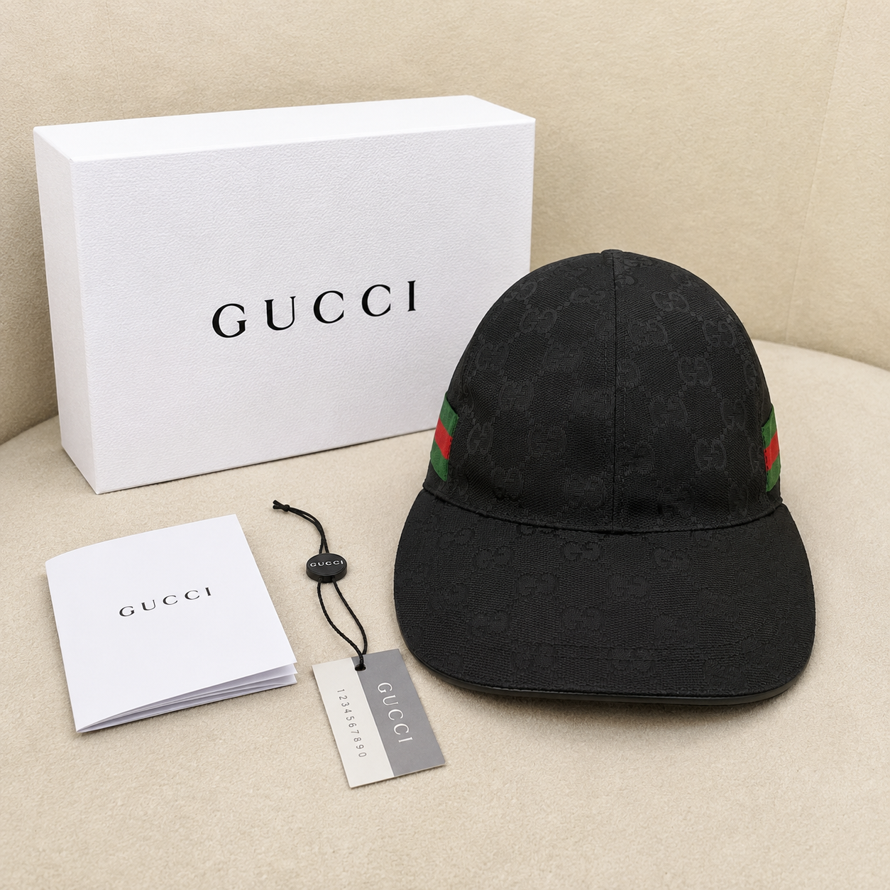Gucci GG Monogram Web Stripe Baseball Cap