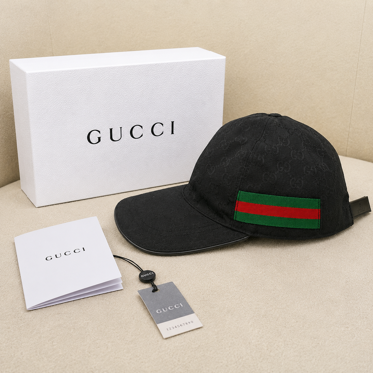 Gucci GG Monogram Web Stripe Baseball Cap