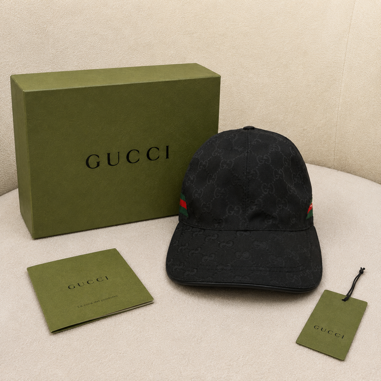 Gucci Black GG Monogram Baseball Cap