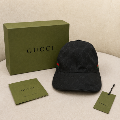 Gucci Black GG Monogram Baseball Cap