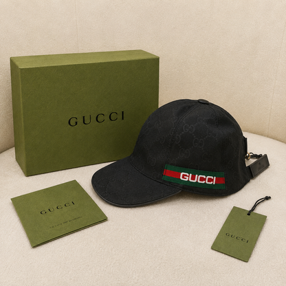 Gucci Black GG Monogram Baseball Cap
