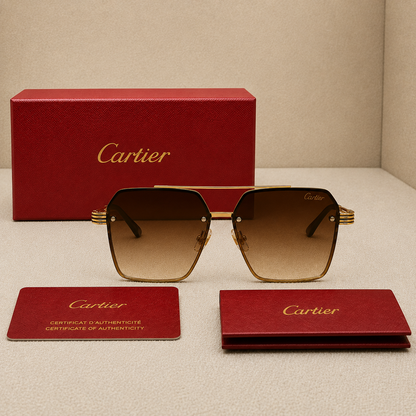 Cartier Santos Gradient Rimless Square Sunglasses