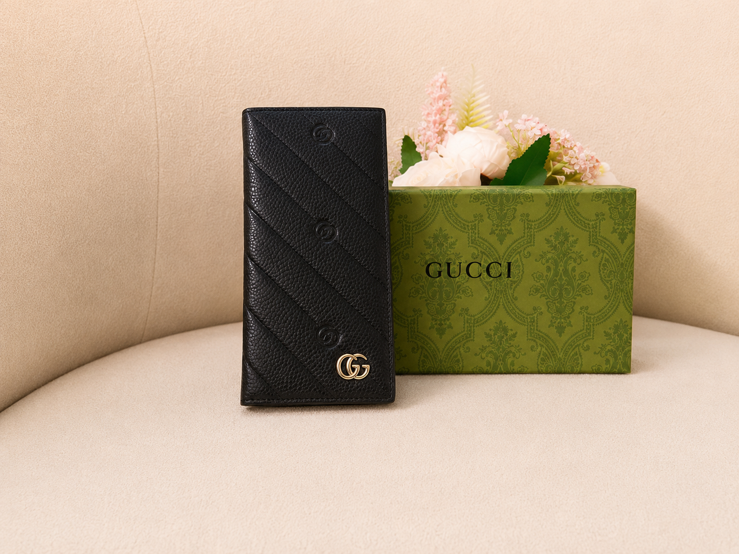 Gucci GG Matelassé Long Wallet – Black
