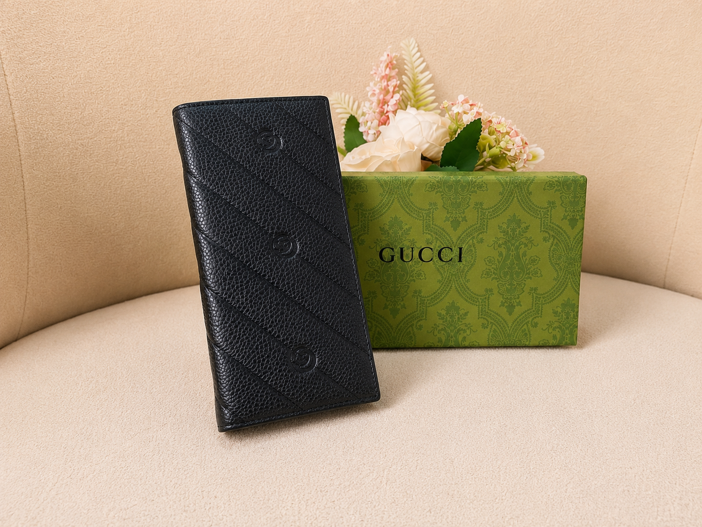 Gucci GG Matelassé Long Wallet – Black