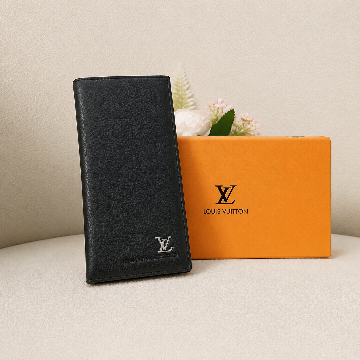Louis Vuitton Leather Long Wallet – Black