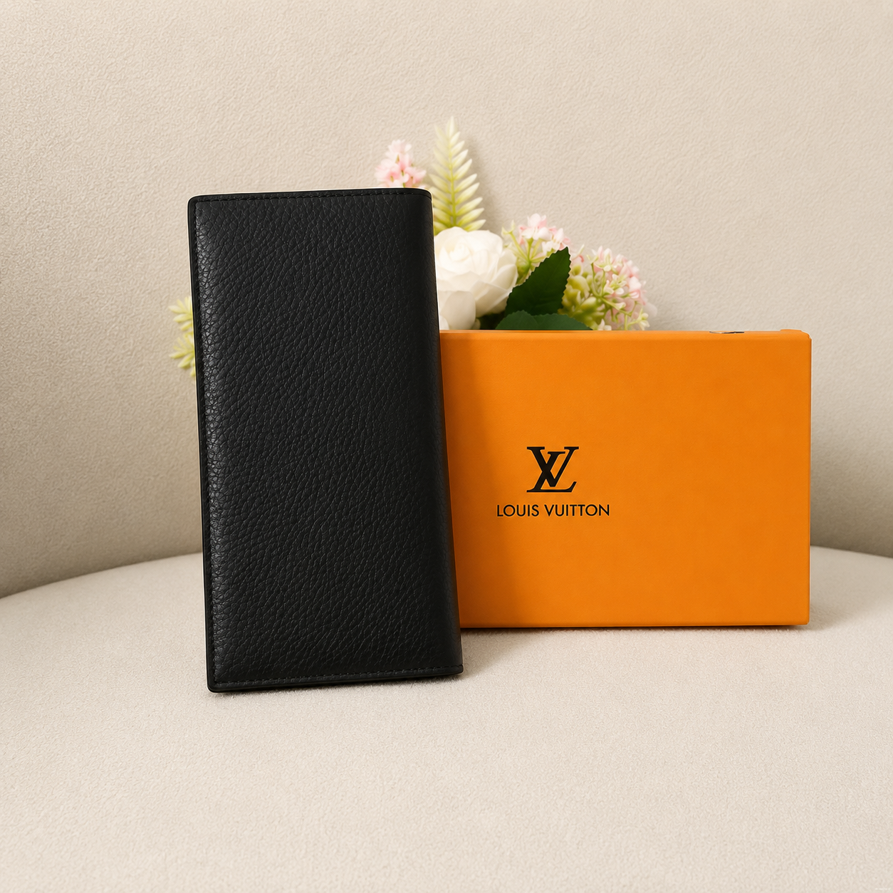 Louis Vuitton Leather Long Wallet – Black