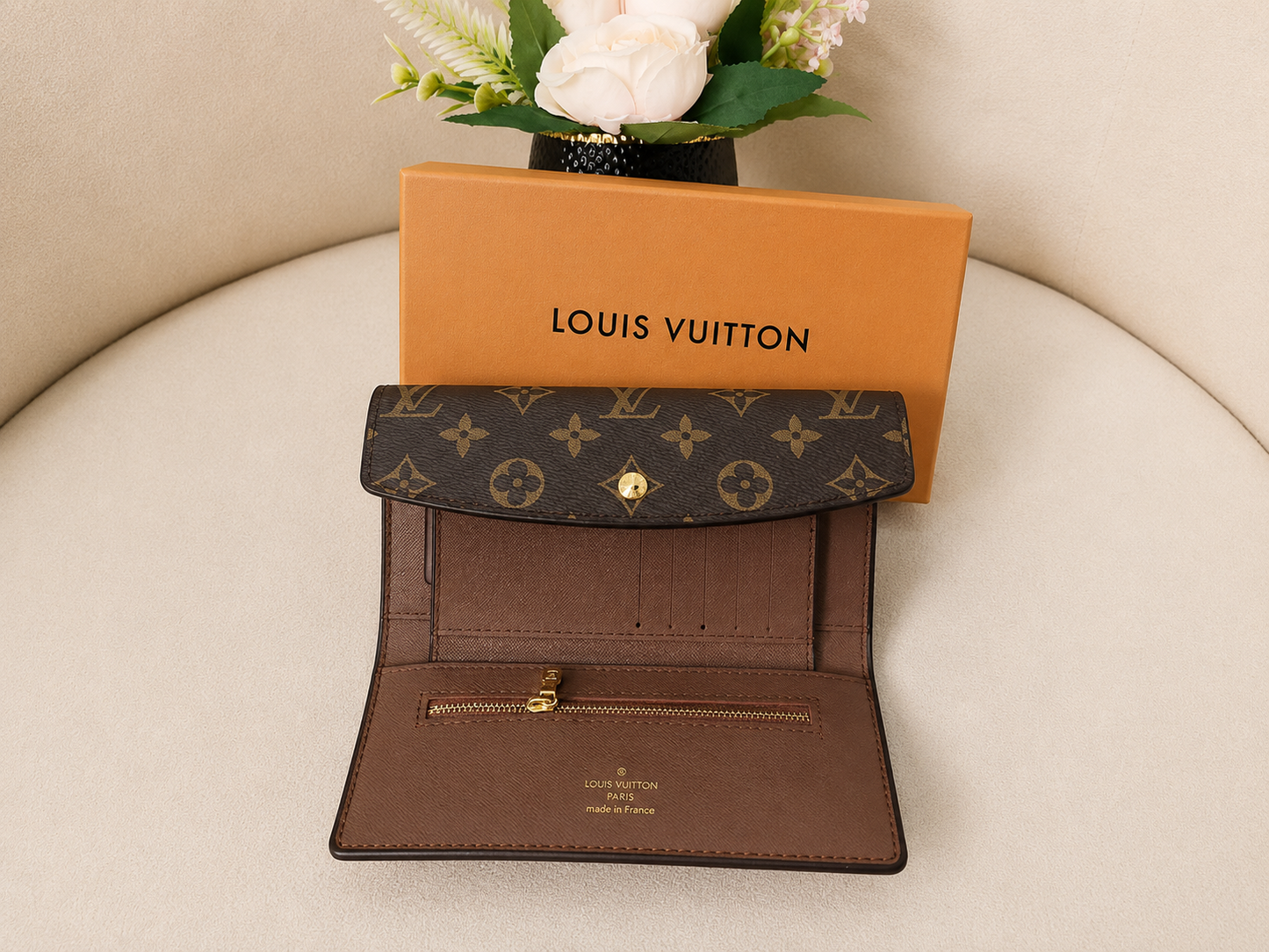 Louis Vuitton Monogram Sarah Clutch Wallet – Brown
