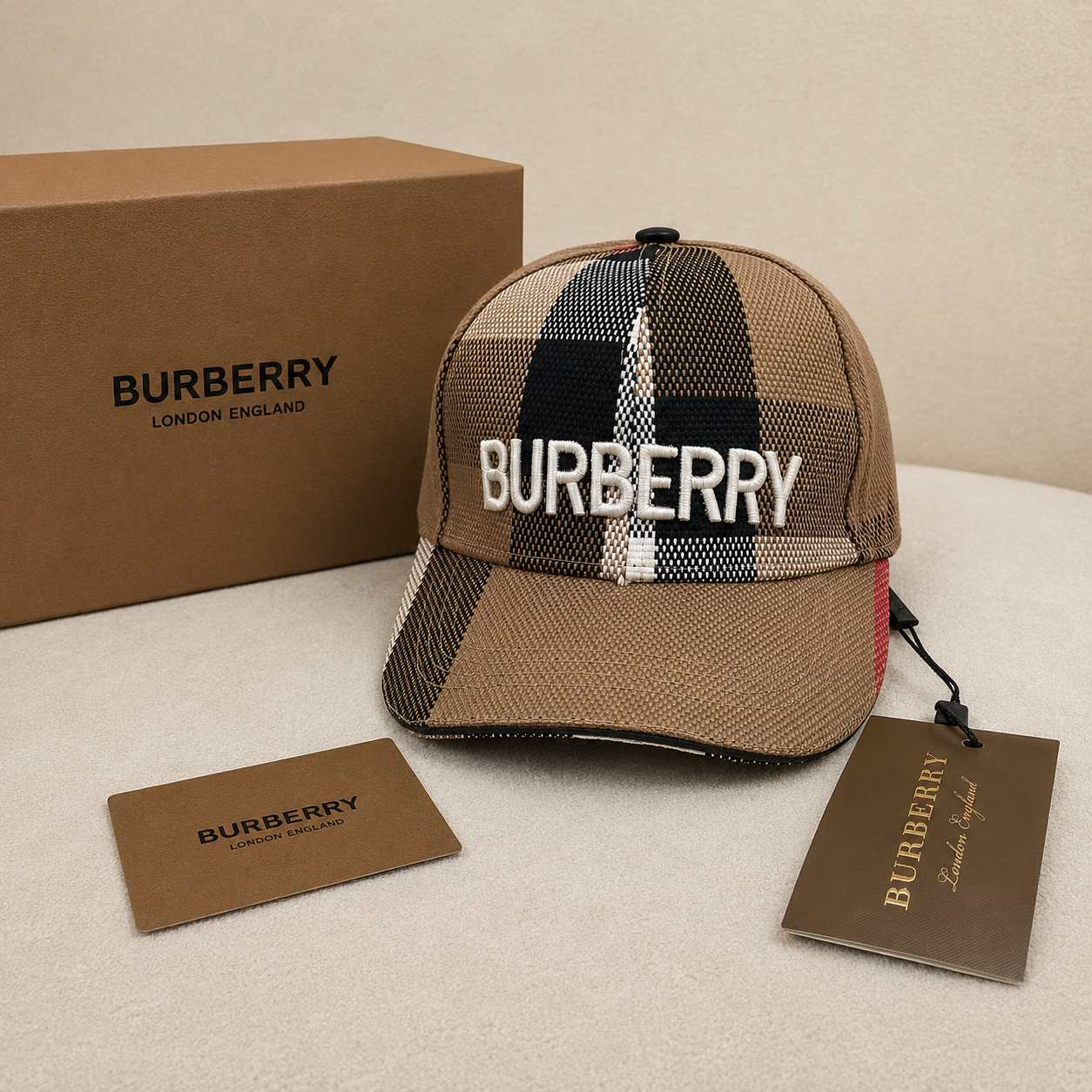 Burberry Classic Check Embroidered Baseball Cap