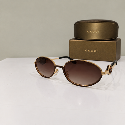 Gucci Gold Round Interlocking G Sunglasses