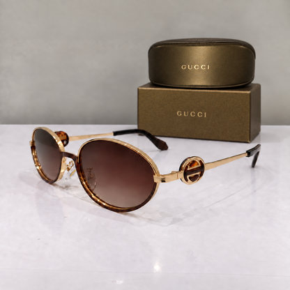 Gucci Gold Round Interlocking G Sunglasses