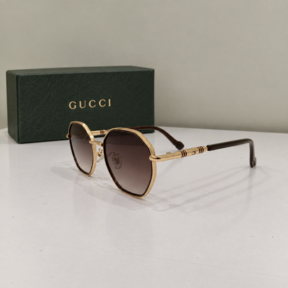 Gucci Gold Geometric Oversized Sunglasses