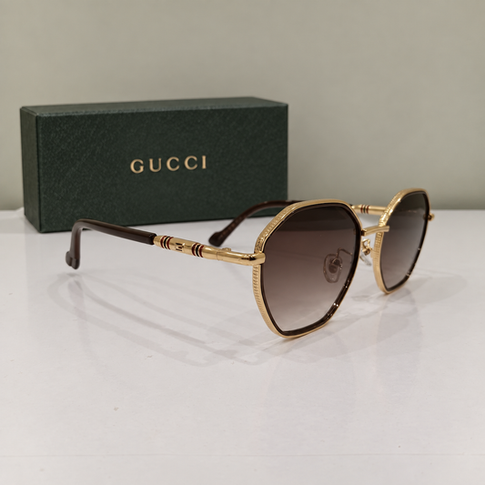 Gucci Gold Geometric Oversized Sunglasses