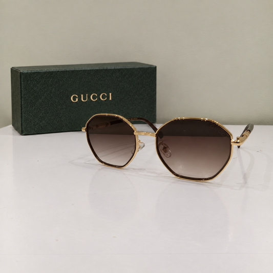 Gucci Gold Geometric Oversized Sunglasses