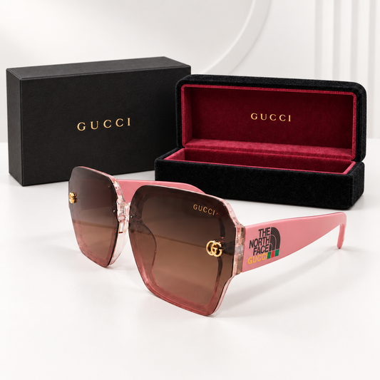 Gucci x The North Face Oversized Square Sunglasses – Pink