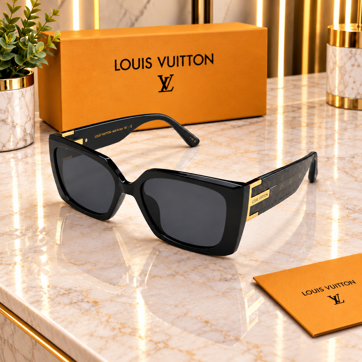 Louis Vuitton Monogram Temple Oversized Square Sunglasses