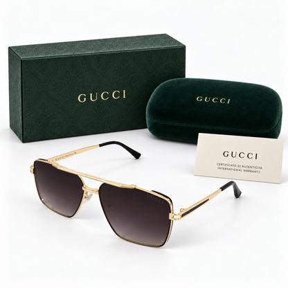 Gucci Navigator Square Sunglasses – Gold and Black