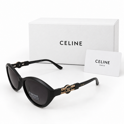 Celine Triomphe Cat-Eye Polarized Sunglasses – Black & Gold