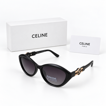 Celine Triomphe Cat-Eye Polarized Sunglasses – Black & Gold
