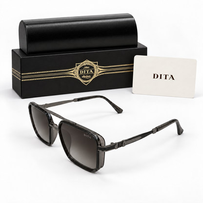 DITA Double-Bridge Square Sunglasses – Smoke Grey