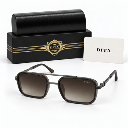 DITA Double-Bridge Square Sunglasses – Smoke Grey