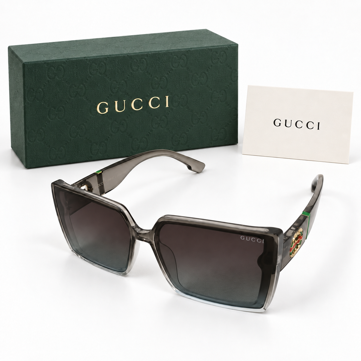 Gucci Oversized Square GG Web Sunglasses – Smoke Grey