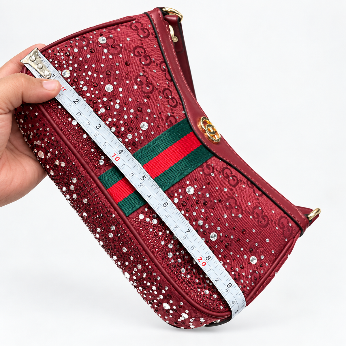 Gucci GG Crystal Web Stripe Shoulder Bag