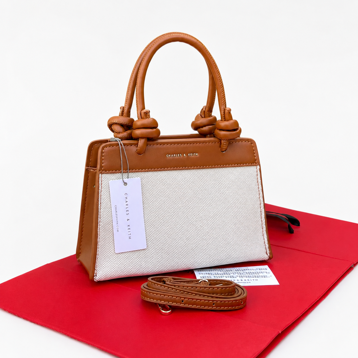Charles & Keith Knotted Handle Structured Satchel Bag