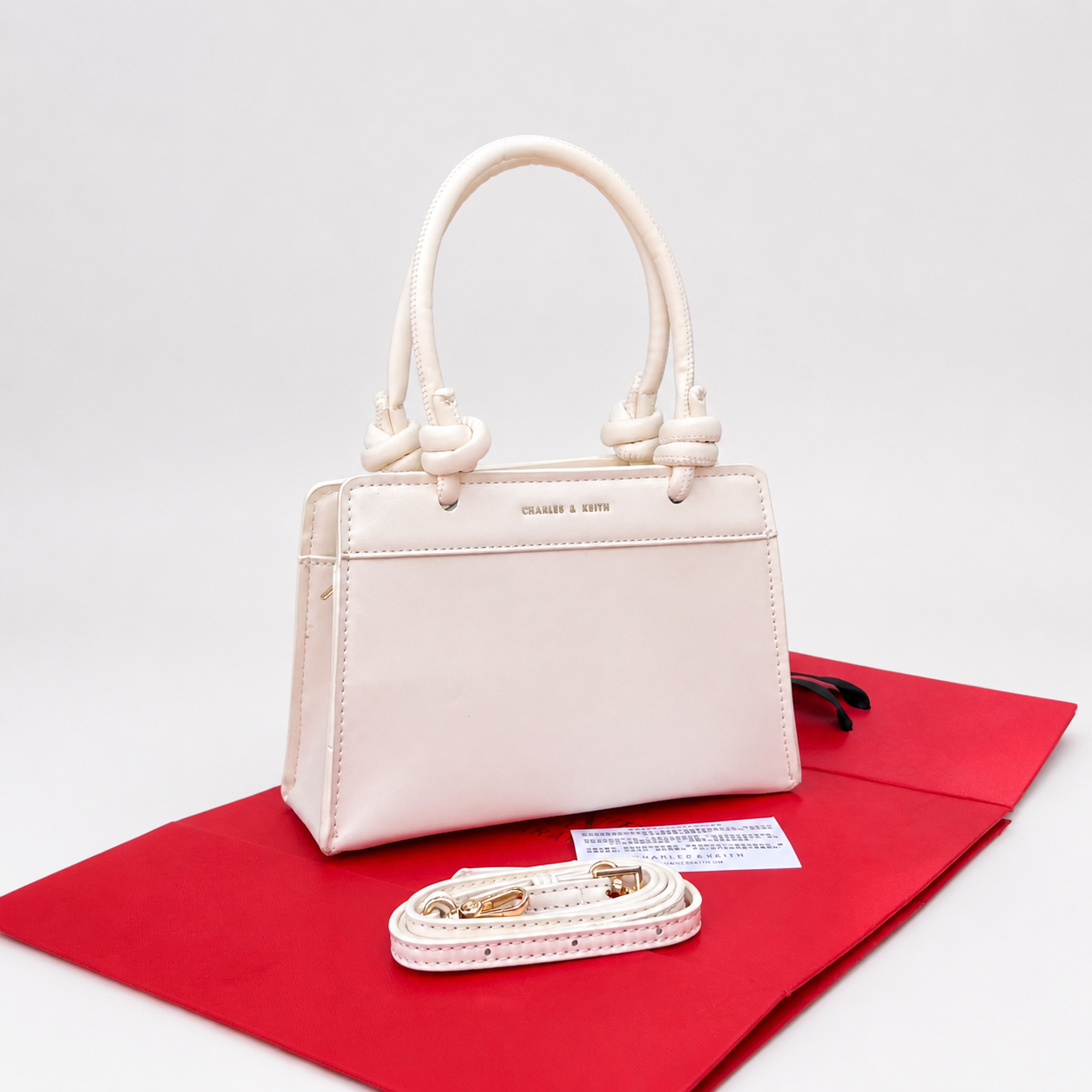Charles & Keith Knotted Handle Structured Satchel Bag