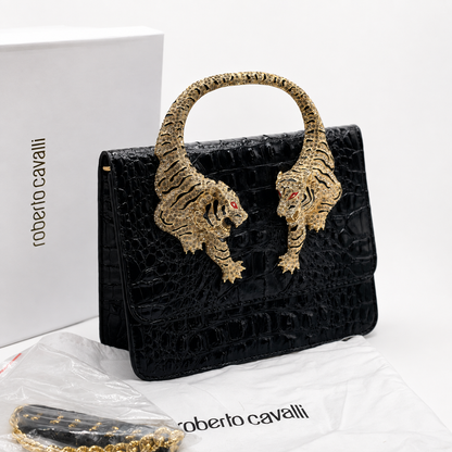 Roberto Cavalli Roar Crystal Tiger Top Handle Bag